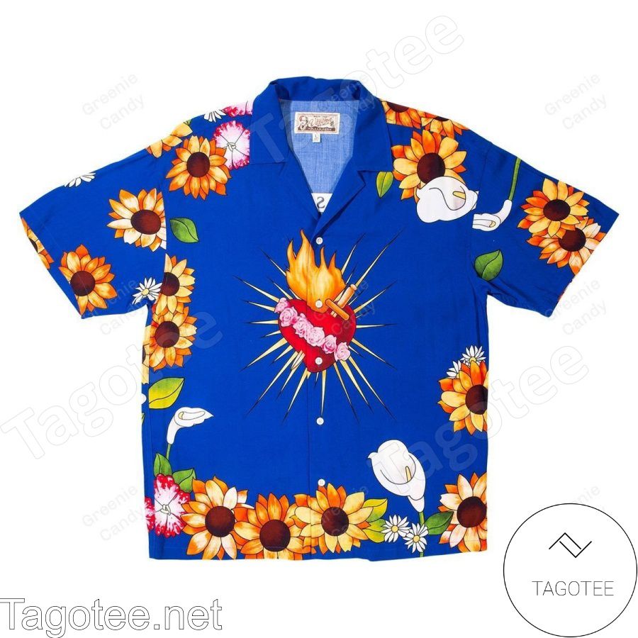 Pleasures Heart Button Down Blue Hawaiian Shirt And Short