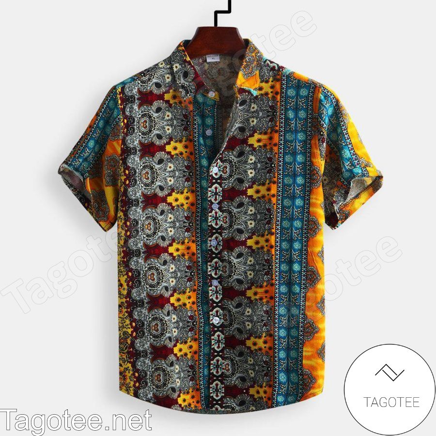 Printed Patchwork National Style Hawaiian Shirt
