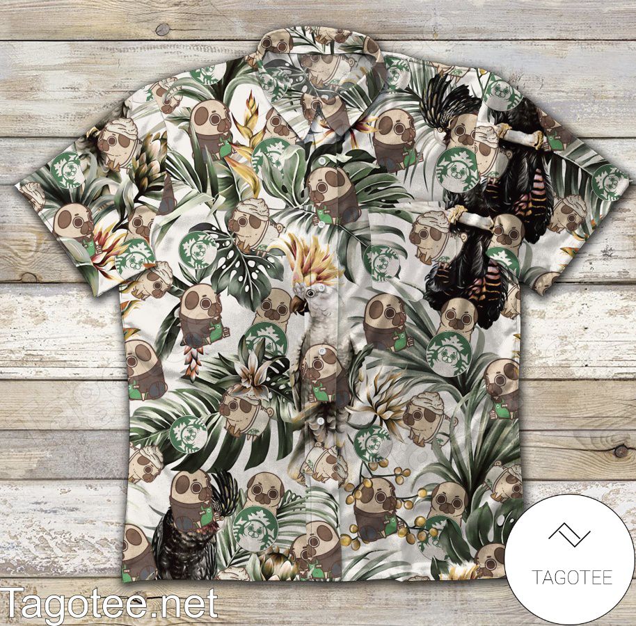 Pug Coffee Tropical Hawaiian Shirt