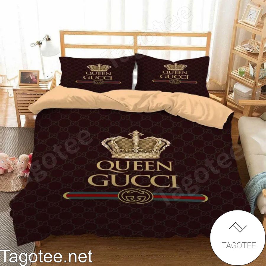 Queen Gucci Dark Brown Bedding Set