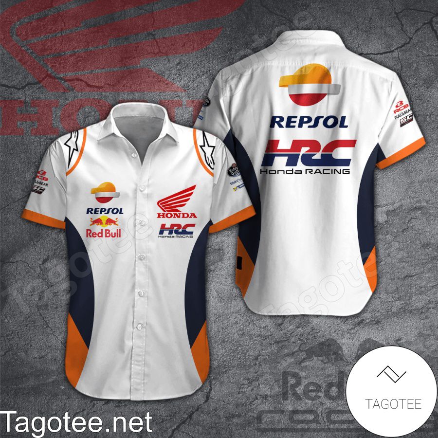 Repsol Honda Racing HRC Red Bull Alpinestars White Hawaiian Shirt And Short