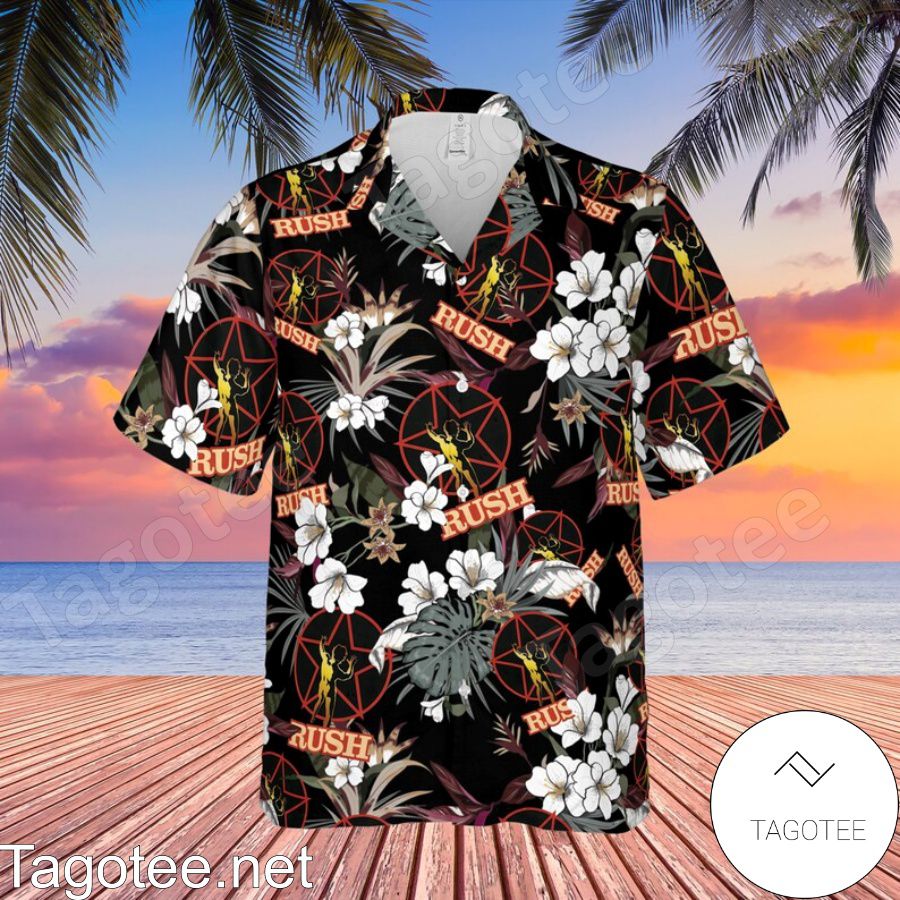 Rush Rock Band Tropical Forest Black Hawaiian Shirt And Short