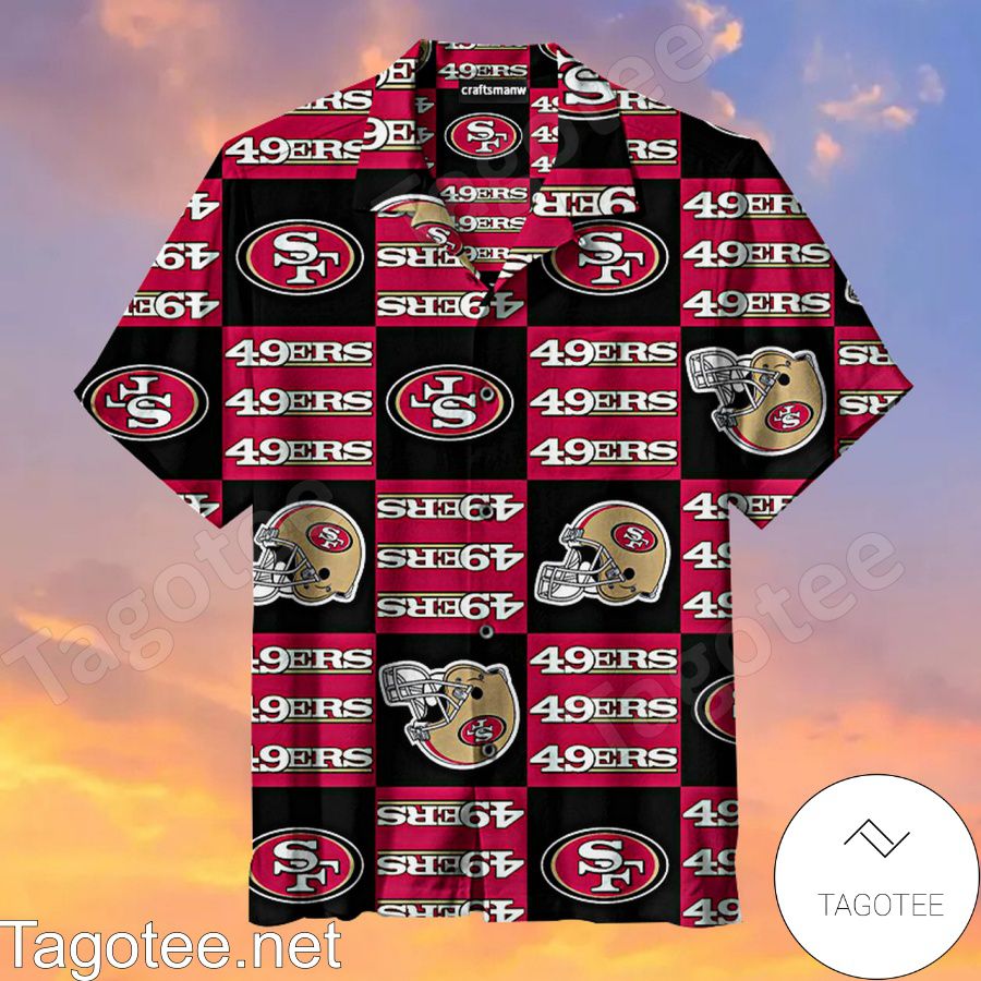 San Francisco 49ers Red And Black Squares Hawaiians Shirt