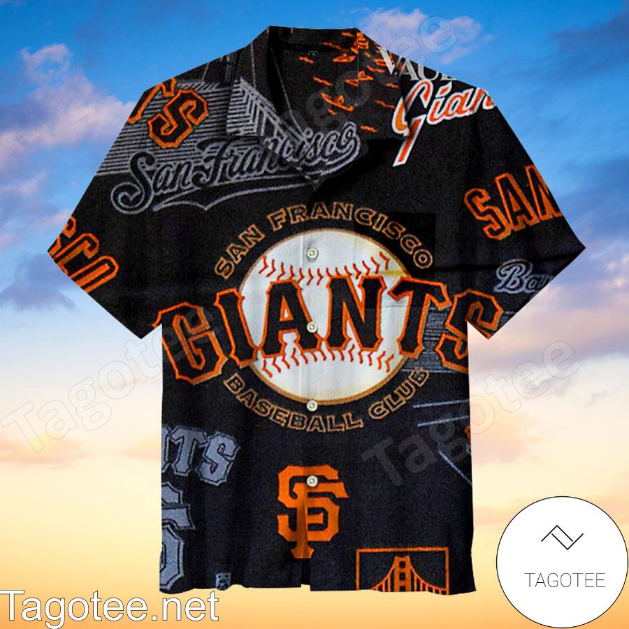 San Francisco Giants Baseball Club Black Hawaiian Shirt