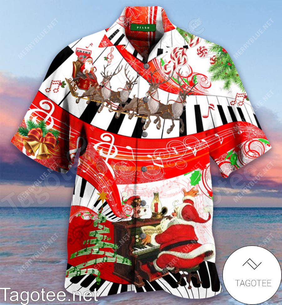 Santa Claus Christmas Piano Hawaiian Shirt