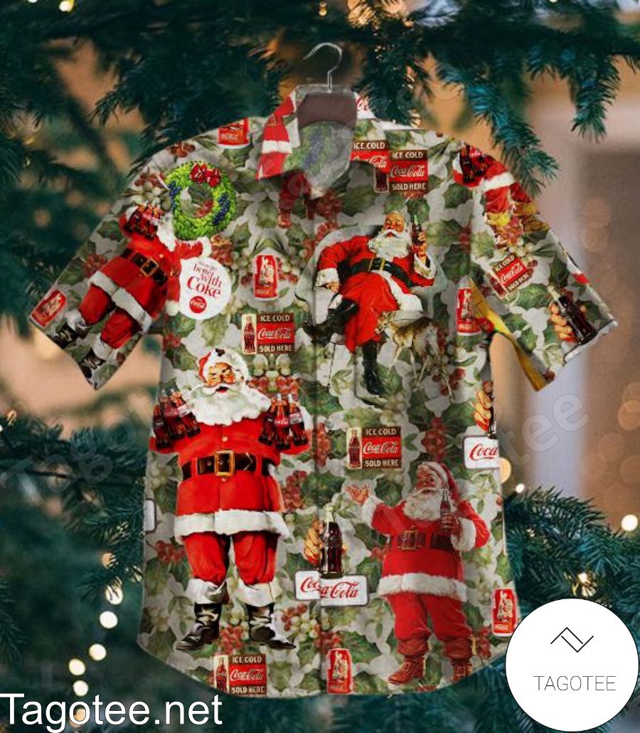 Santa Claus With Coca Cola Christmas Hawaiian Shirt