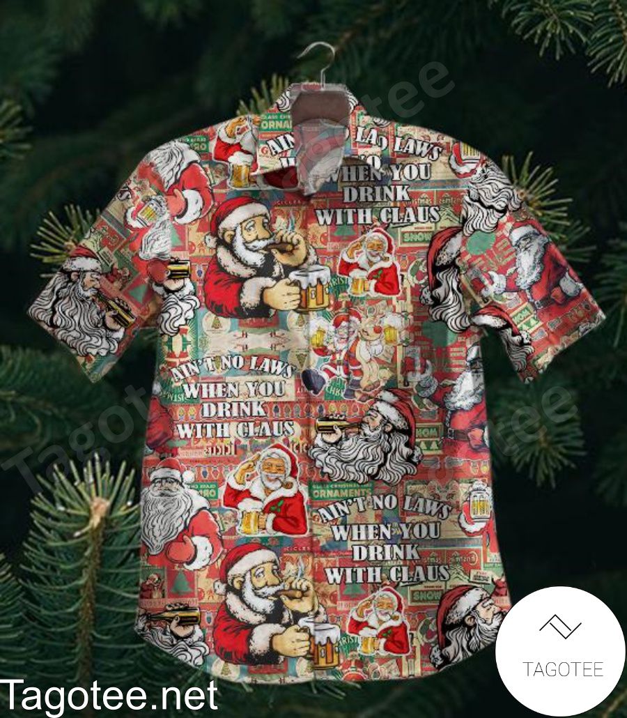 Santa Smoking Ain't No Laws When You Drink With Claus Hawaiian Shirt
