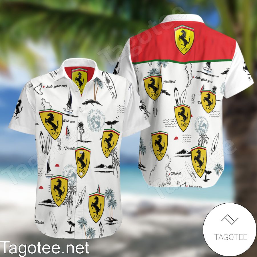 Scuderia Ferrari F1 Racing White Hawaiian Shirt And Short