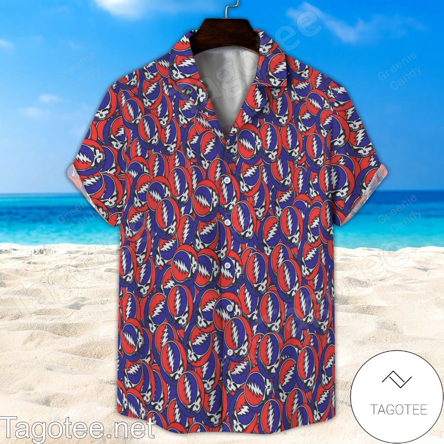 Seamless Grateful Dead Patttern Unisex Hawaiian Shirt And Short