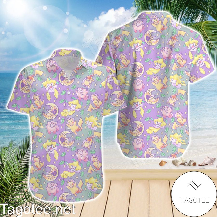 Shiny Pokemon Leaves Pastel Hawaiian Shirt And Short