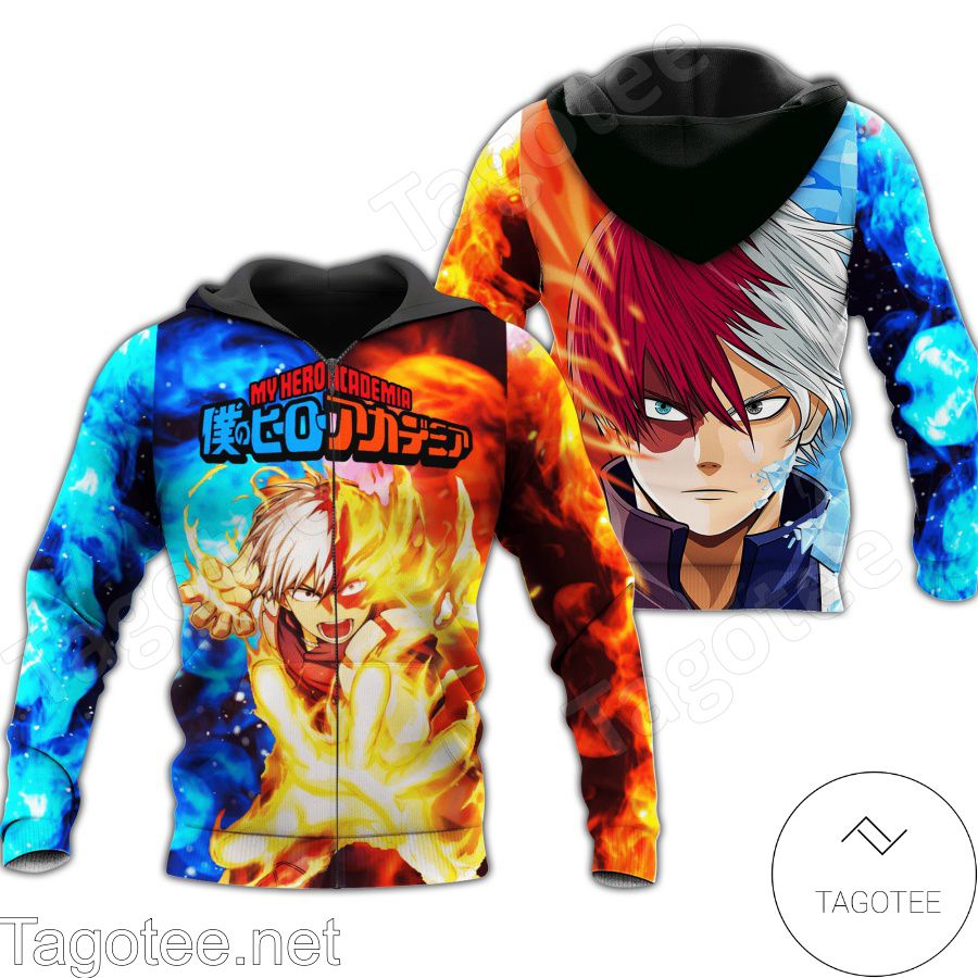 Excellent Shoto Todoroki Ice & Fire Custom My Hero Academia Anime Jacket, Hoodie, Sweater, T-shirt