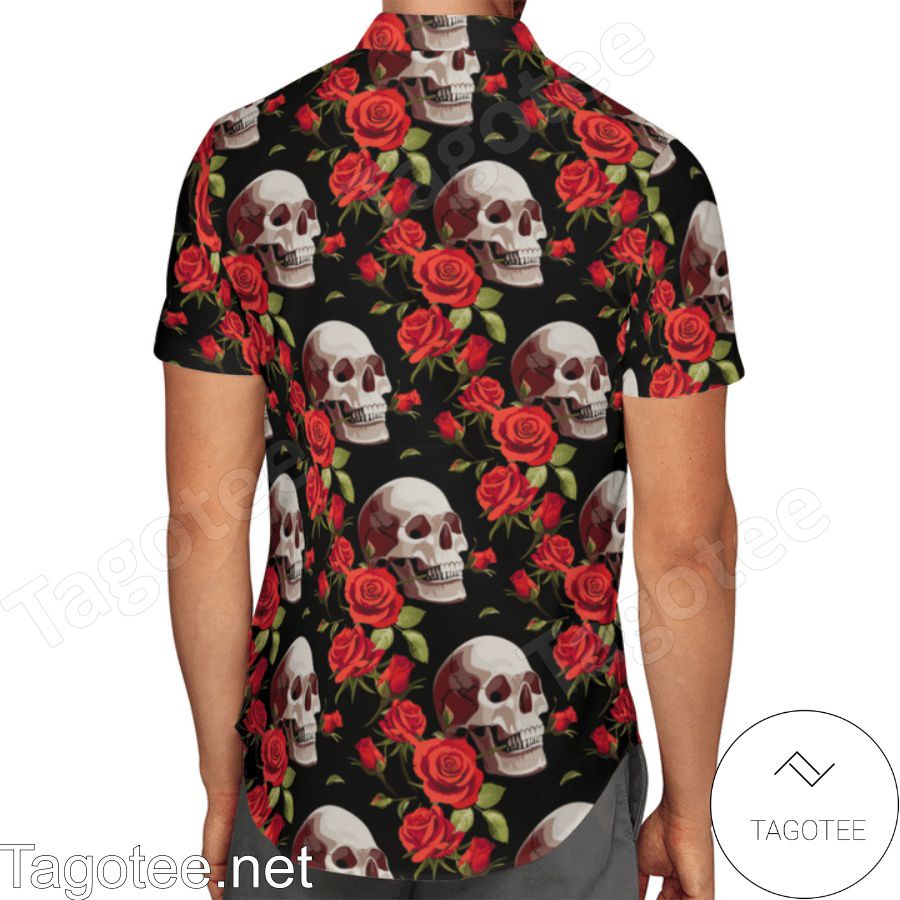Skull Roses Hawaiian Shirt b