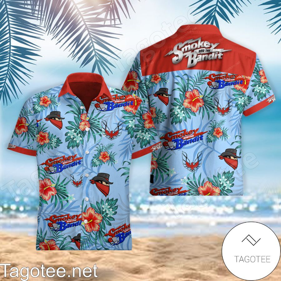 Smokey And The Bandits Tropical Pattern Red And Blue Hawaiian Shirt