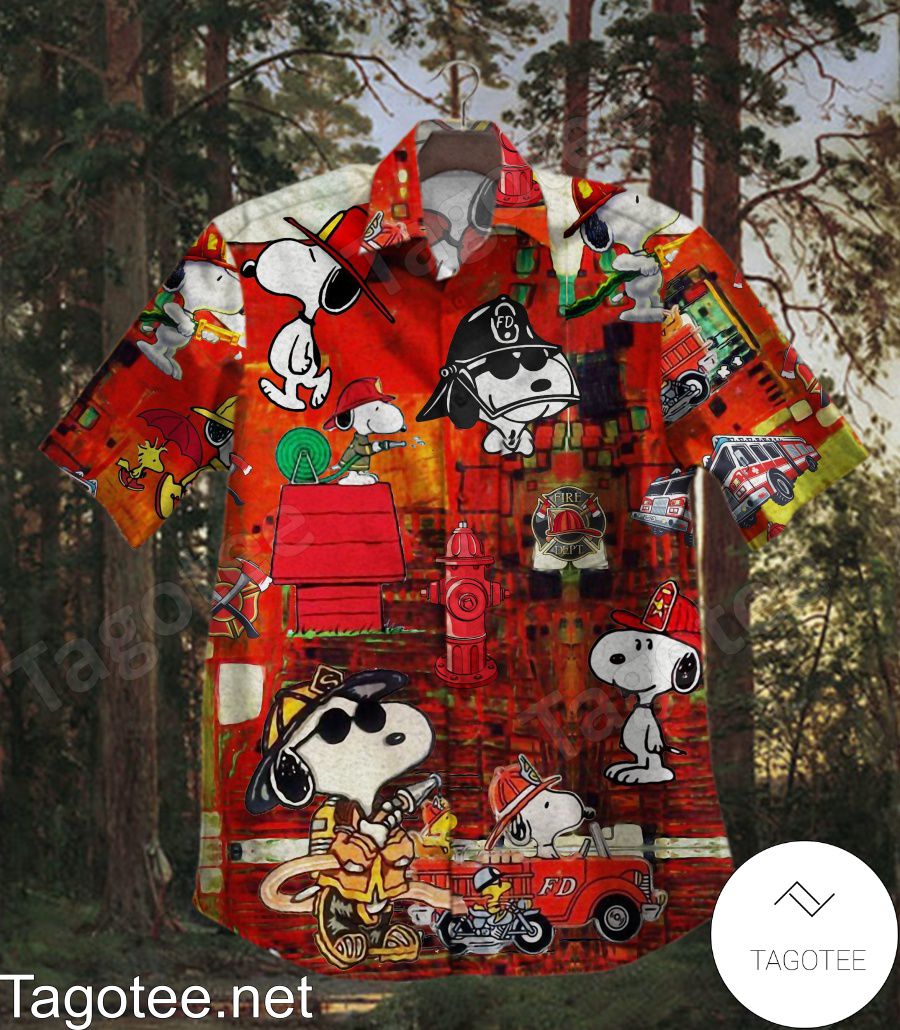 Snoopy As A Fireman Hawaiian Shirt