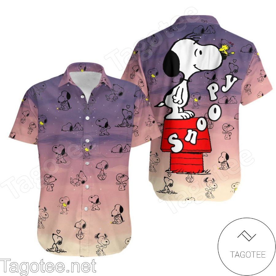 Snoopy Dog Ombre Starry Sky Hawaiian Shirt And Short