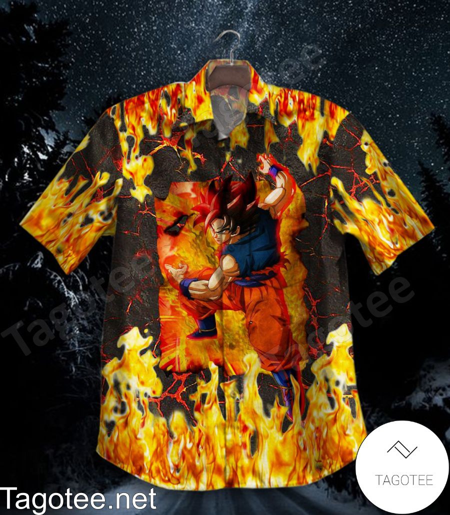Son Goku Dragon Ball On Fire Hawaiian Shirt
