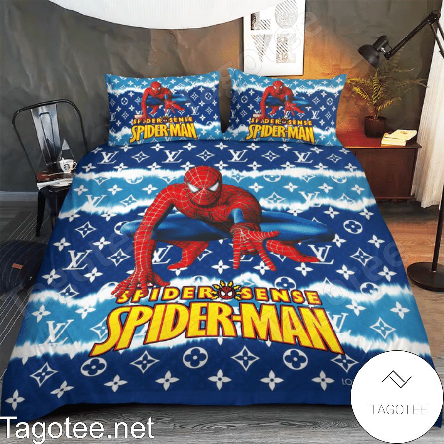 Spider Sense Spider-man Louis Vuitton Escale Neverfull Blue Tie Dye Bedding Set