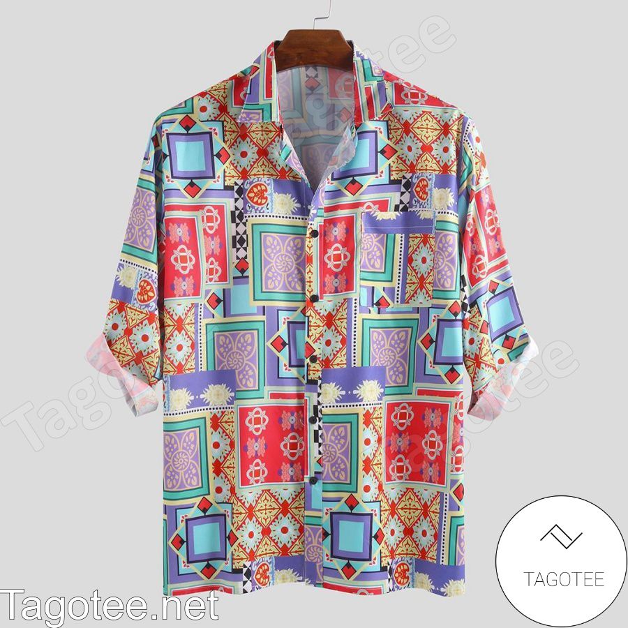 Square Bandanna Print Hawaiian Shirt