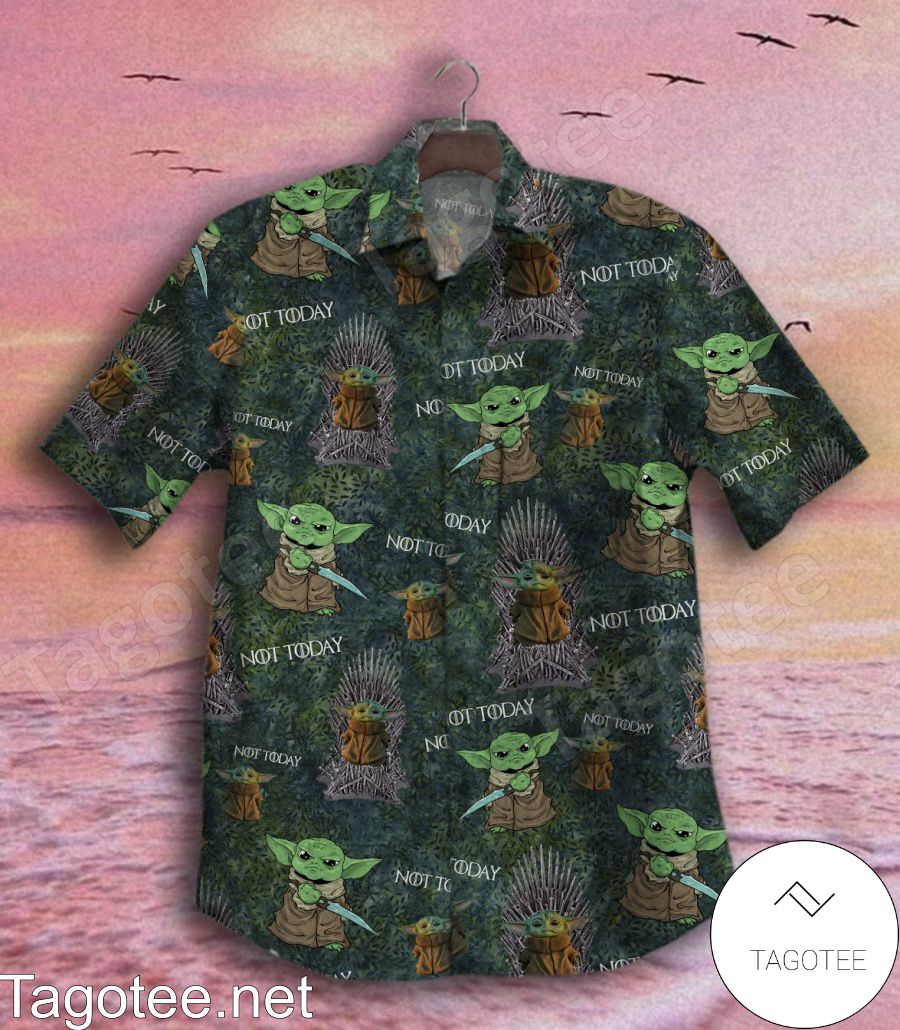 Star Wars Baby Yoda Not Today Green Hawaiian Shirt