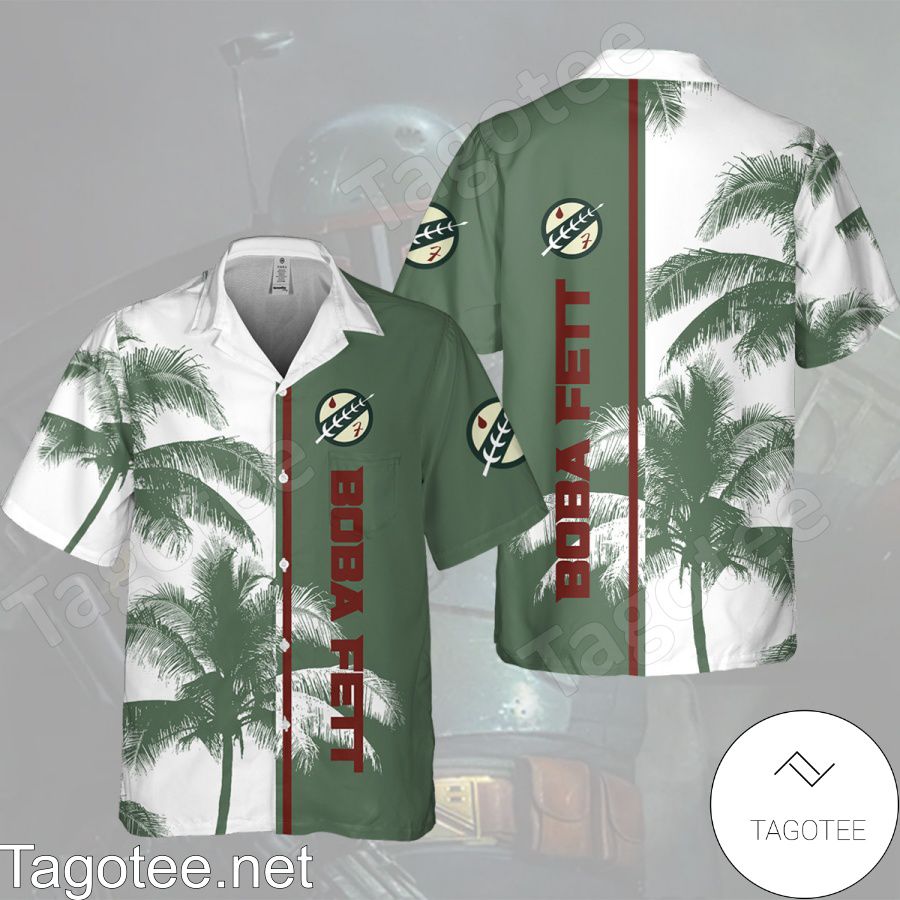 Star Wars Boba Fett Palm Tree White Green Hawaiian Shirt And Short