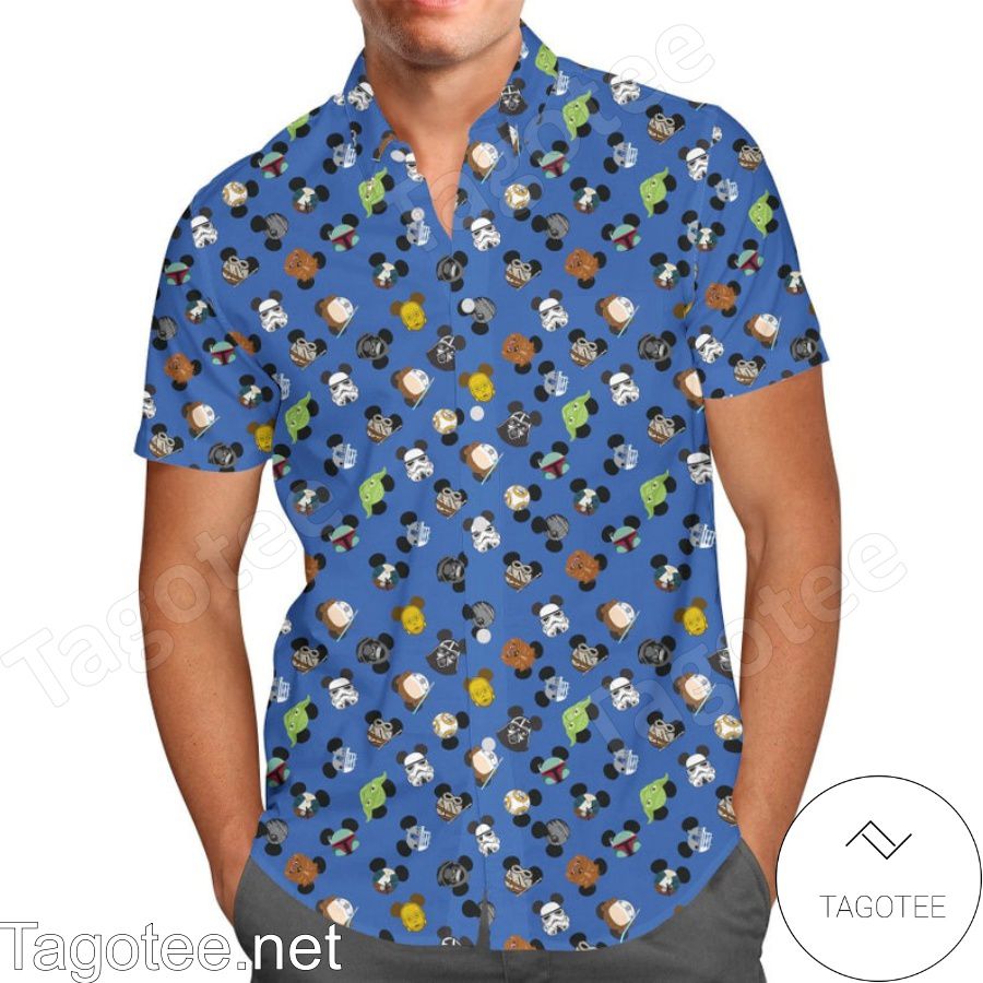 Star Wars Mouse Ears Pattern Blue Hawaiian Shirt And Short