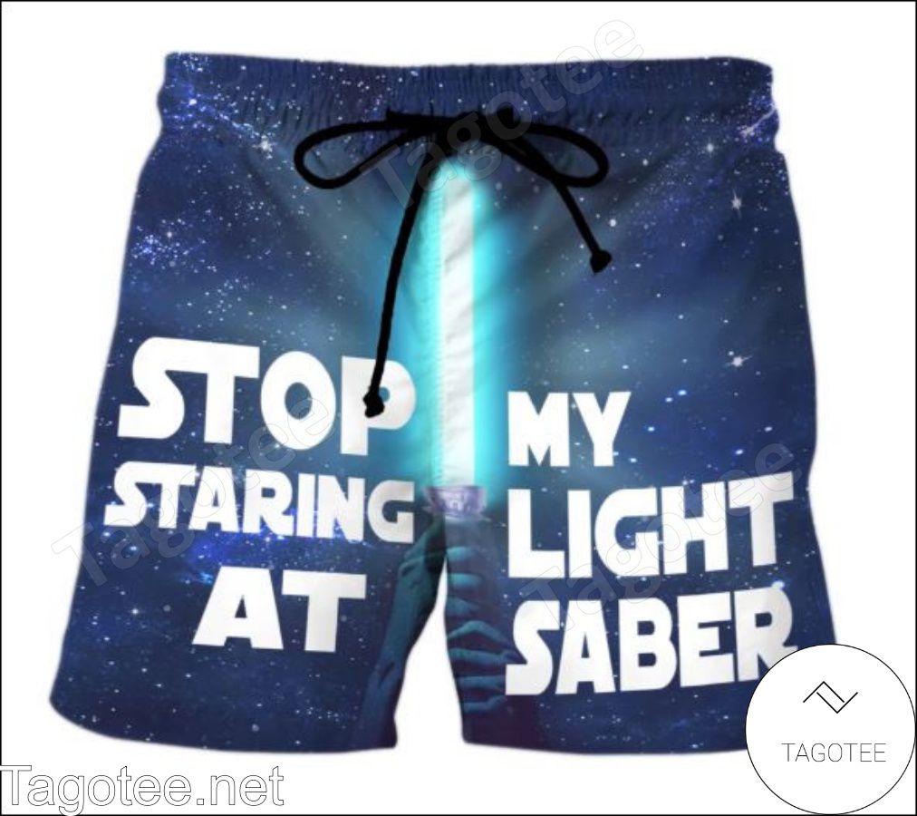 Star Wars Stop Staring At My Light Saber Blue Galaxy Hawaiian Shirt And Short