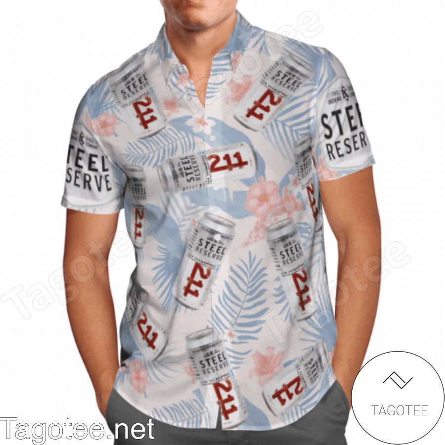 Steel Reserve Tropical Leafs Hawaiian Shirt And Short