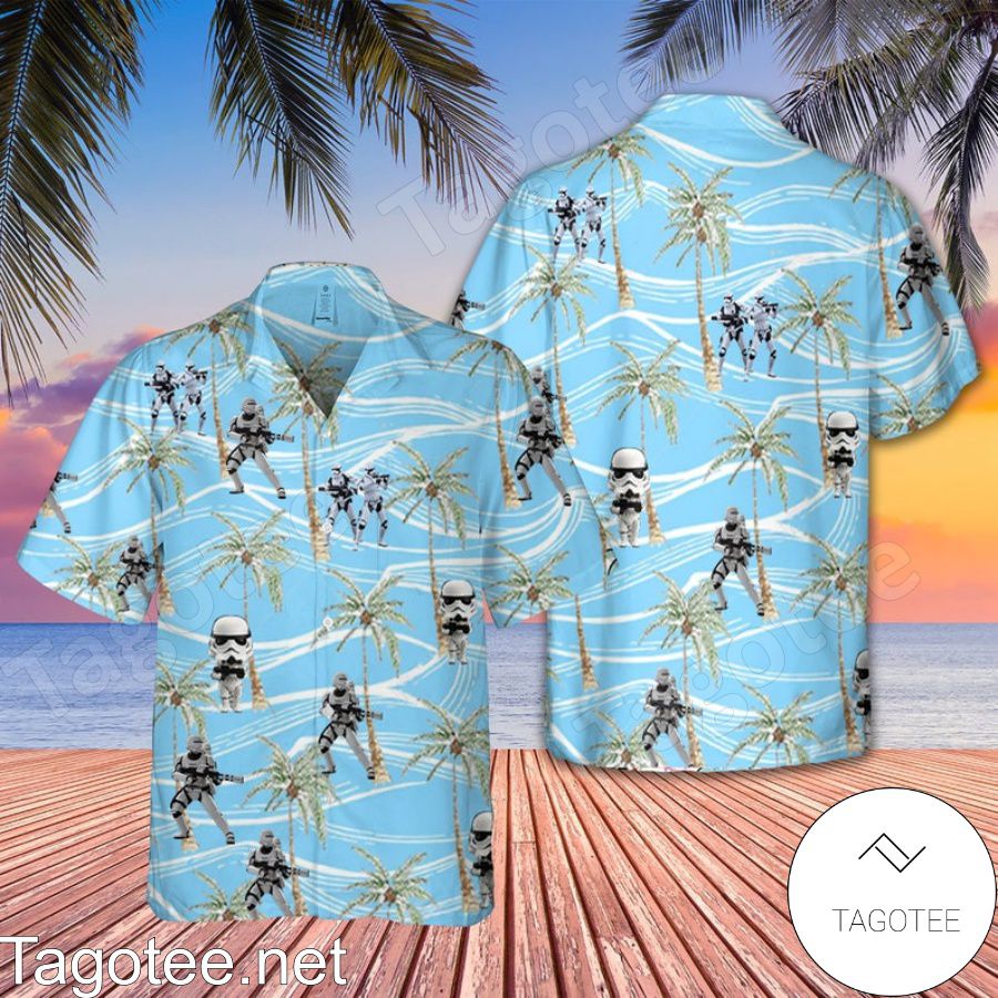 Stormtrooper Star Wars Palm Tree Blue Hawaiian Shirt And Short