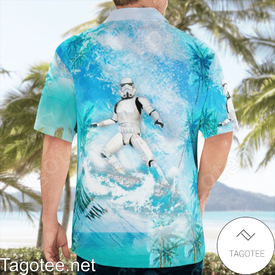 Stormtrooper Surfing Star Wars Aqua Blue Hawaiian Shirt And Short a