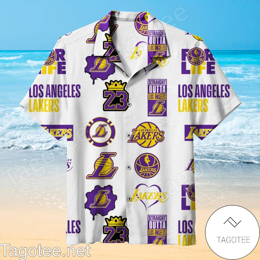 Straight Outta Los Angeles Lakers White Hawaiian Shirt
