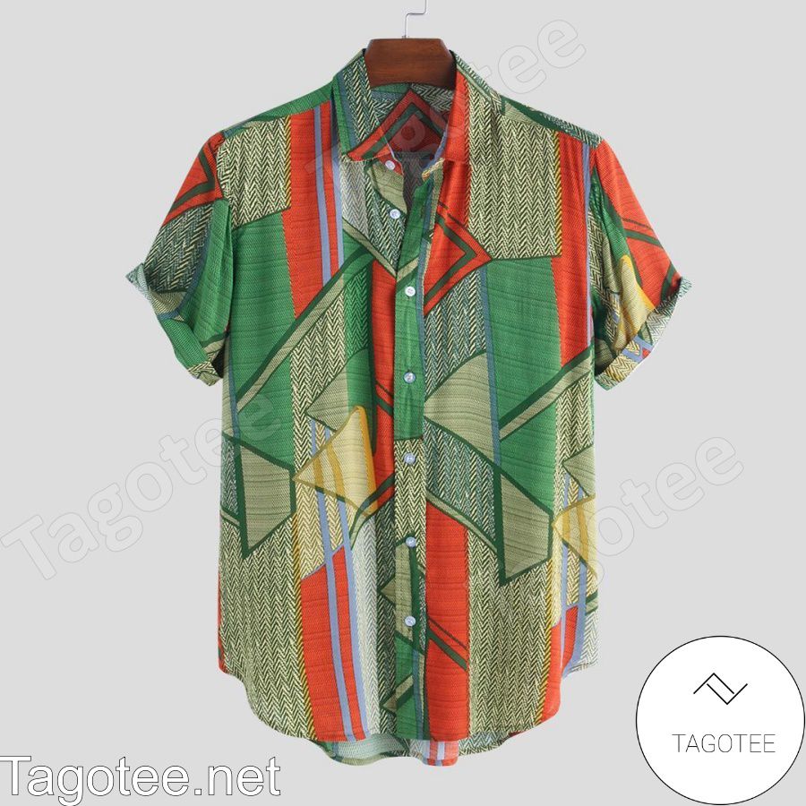 Summer Color Block Printed Hawaiian Shirt