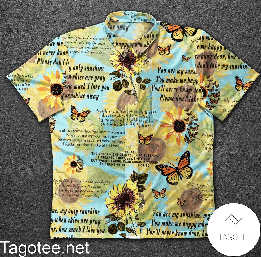 Sunflower Johnny Cash You Are My Sunshine Lyrics Hawaiian Shirt