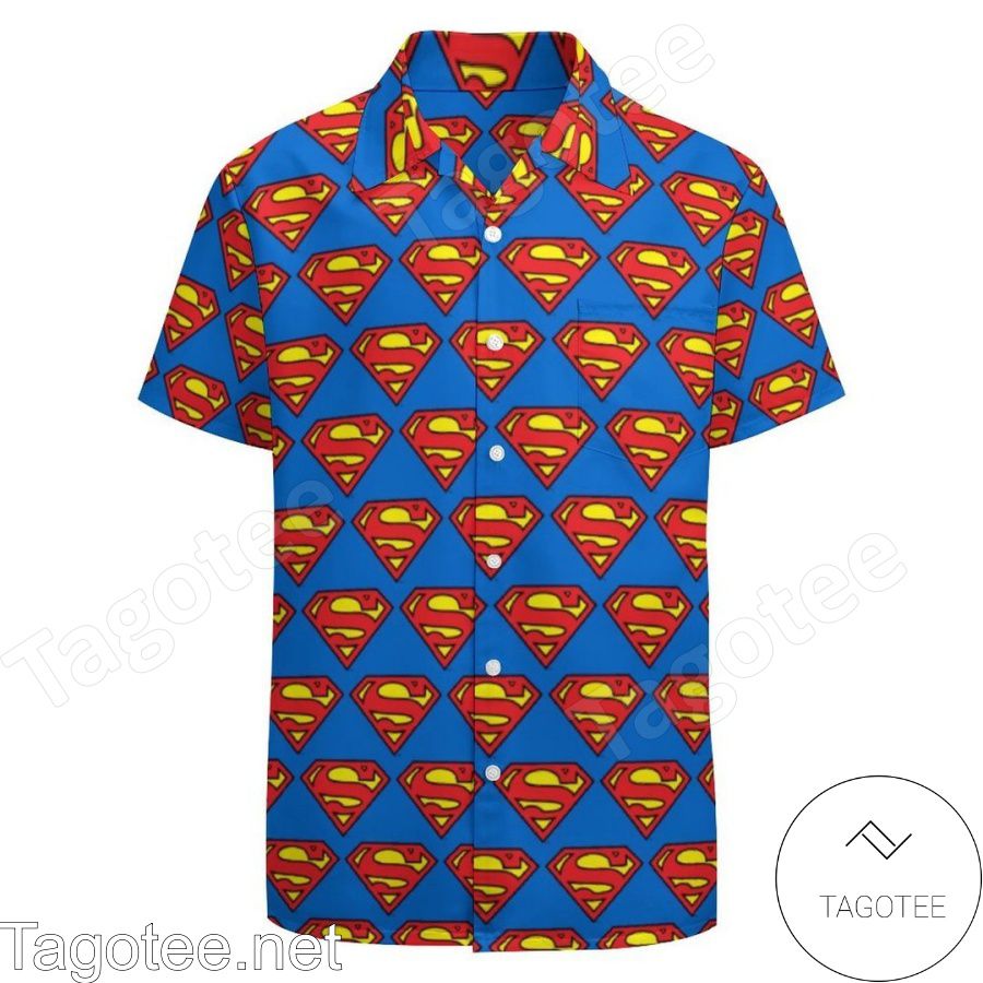 Superman S Shield Classic Logo Hawaiian Shirt And Short
