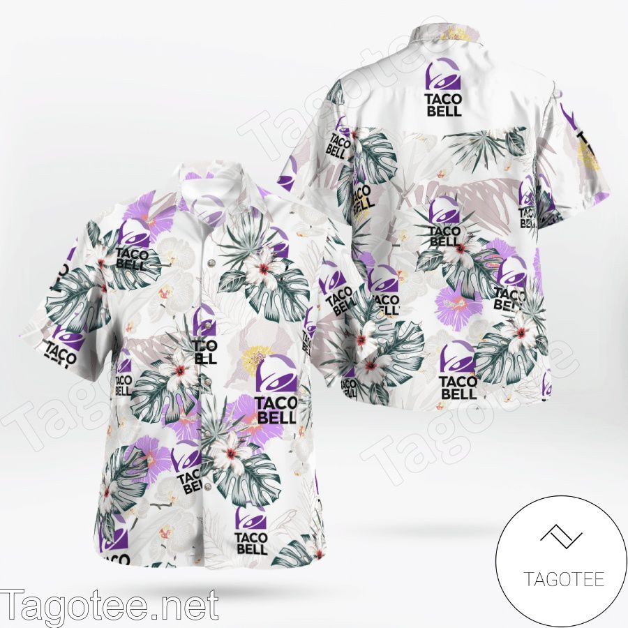 Taco Bell Flowery White Hawaiian Shirt And Short