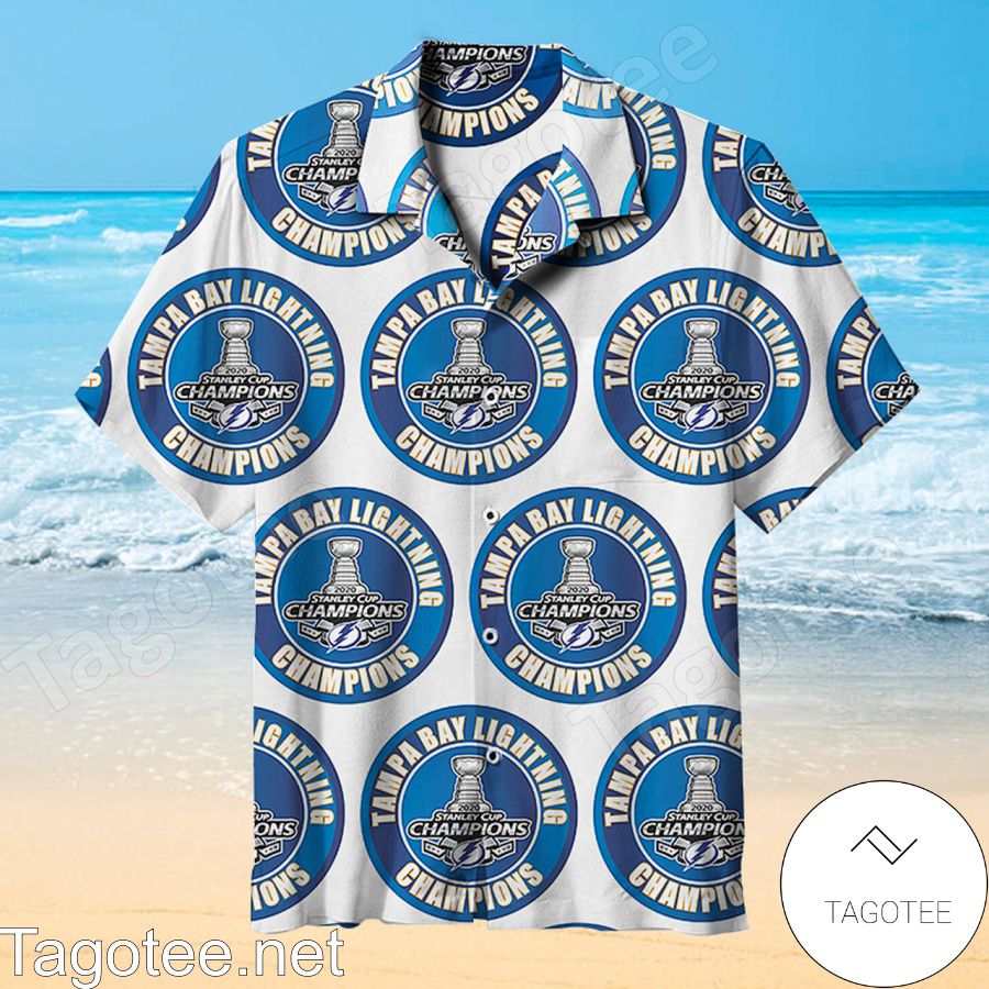 Tampa Bay Lightning 2020 Stanley Cup Champions White Hawaiian Shirt