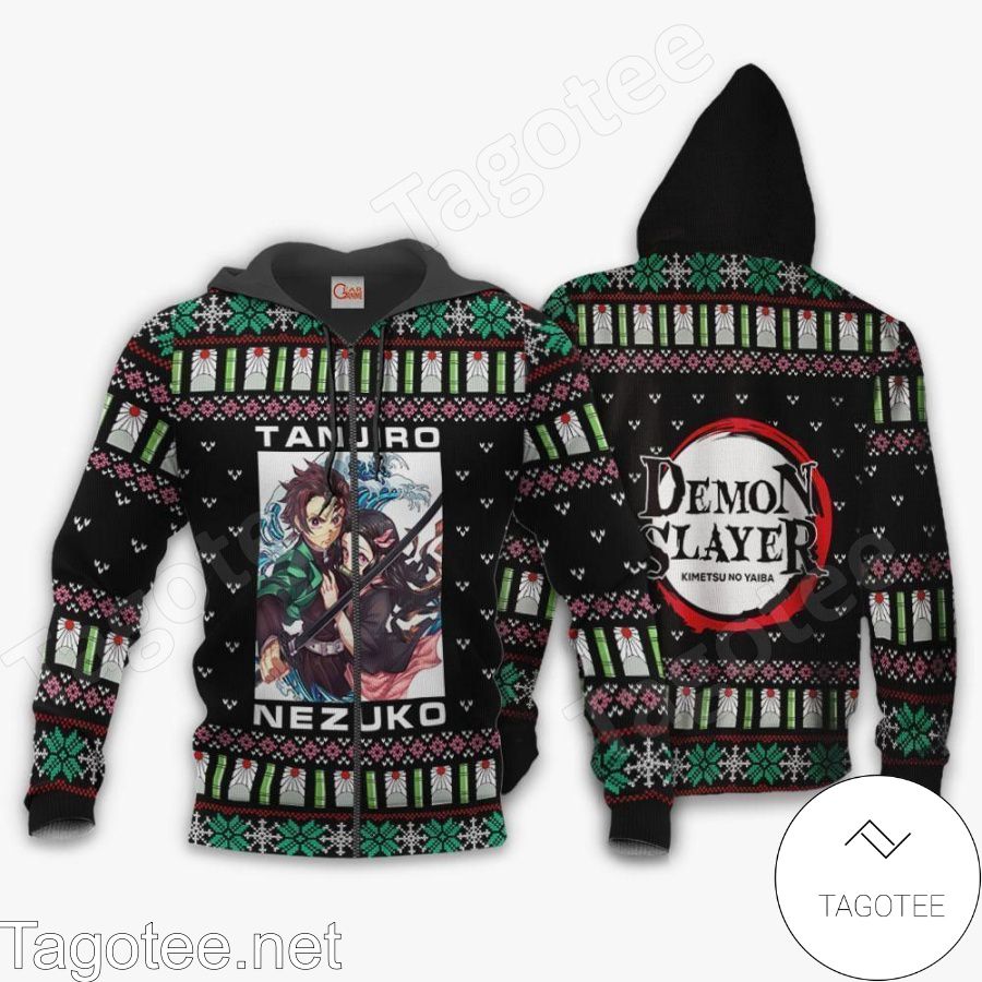 Tanjiro And Nezuko Ugly Christmas Demon Slayer Anime Gift Jacket, Hoodie, Sweater, T-shirt a