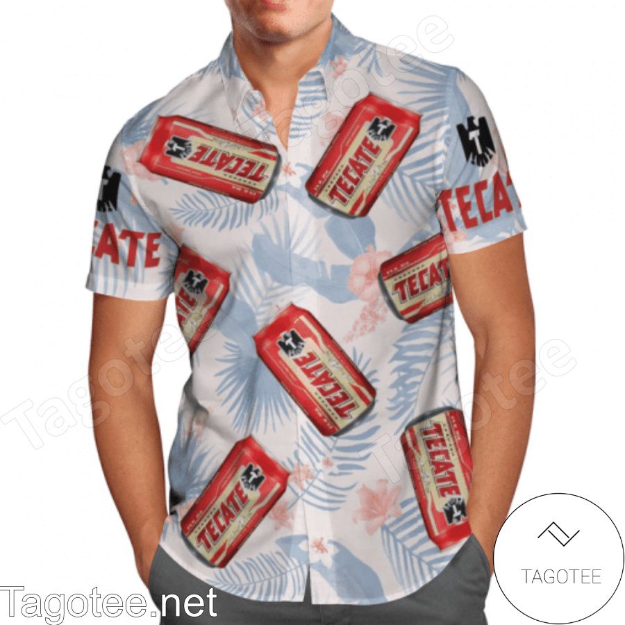 Tecate Tropical Leafs Hawaiian Shirt And Short