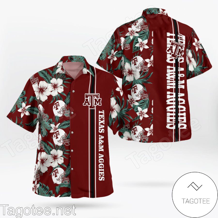 Texas A&M Aggies Flowery Dark Red Hawaiian Shirt And Short