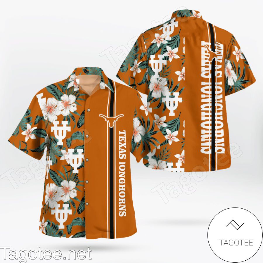Texas Longhorn Flowery Orange Hawaiian Shirt And Short