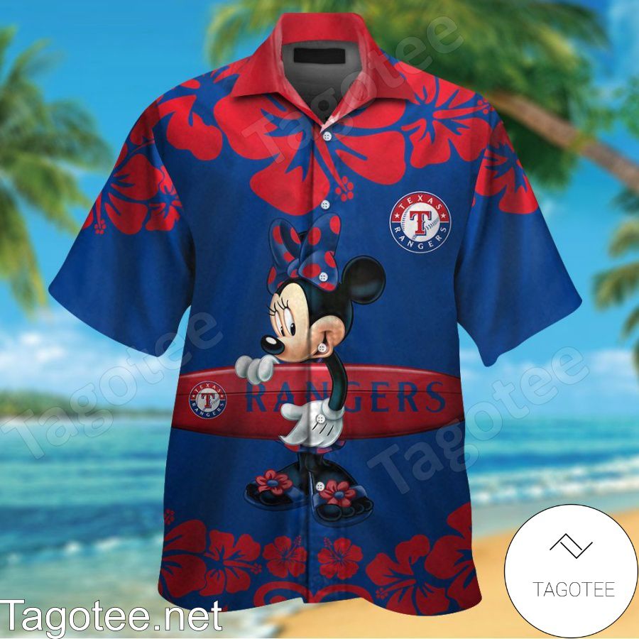 Texas Rangers Minnie Mouse Hawaiian Shirt And Short - Tagotee