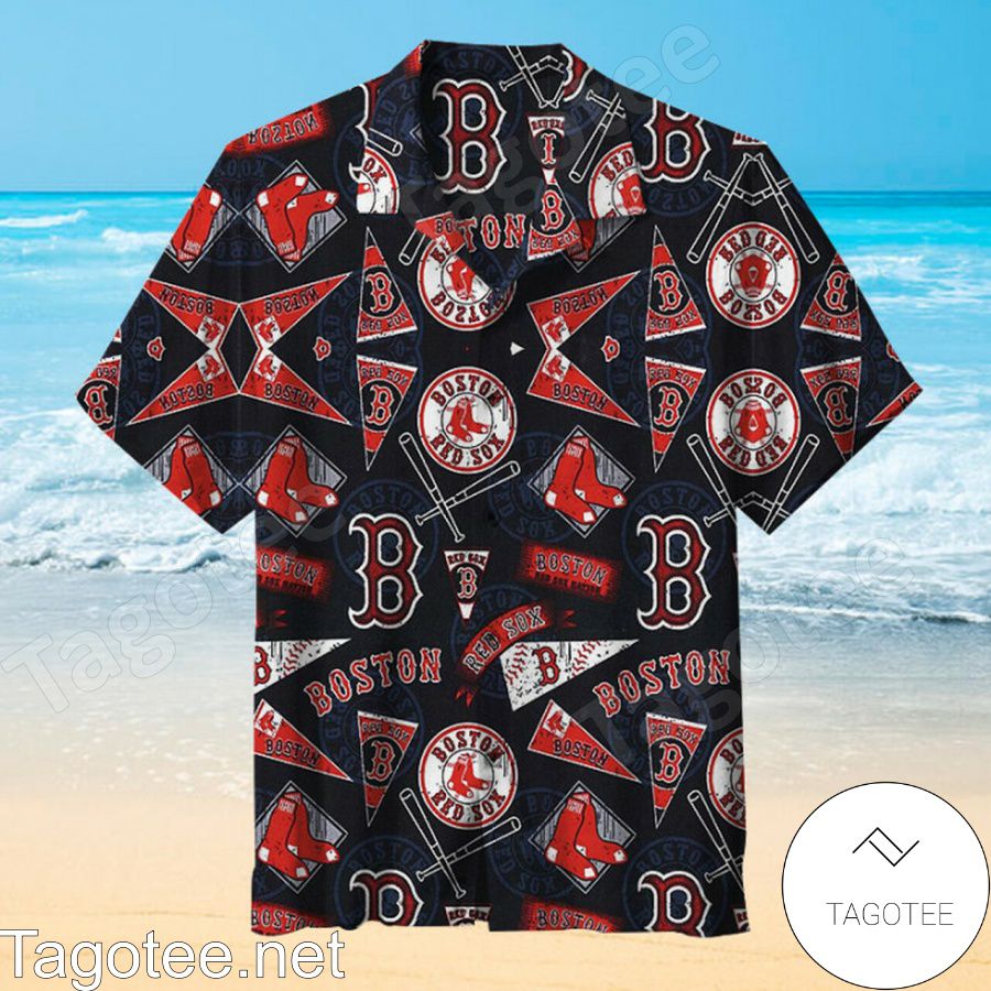 The Boston Red Sox Logo And Symbol Old Vintage Black Hawaiian Shirt