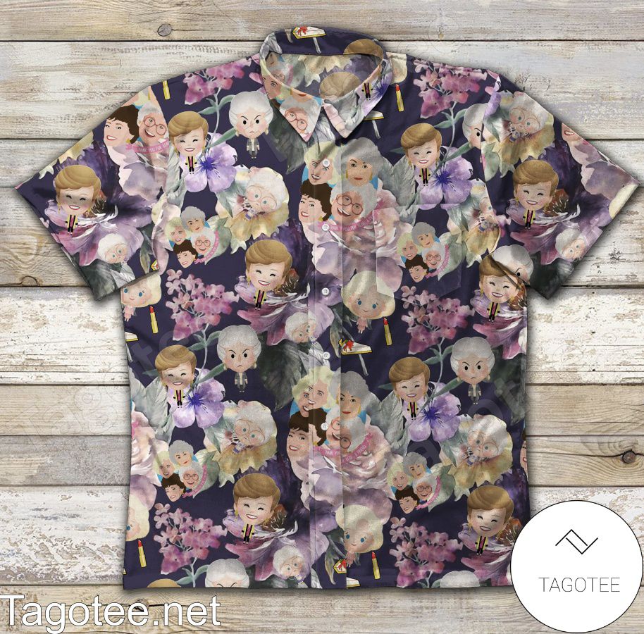 The Golden Girls Chibi Flower Purple Hawaiian Shirt