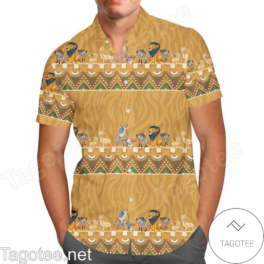 The Lion King Friends Tribal Disney Cartoon Graphics Inspired Hawaiian Shirt And Short