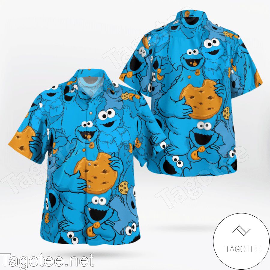 The Muppet Cookie Monster Button Hawaiian Shirt And Short
