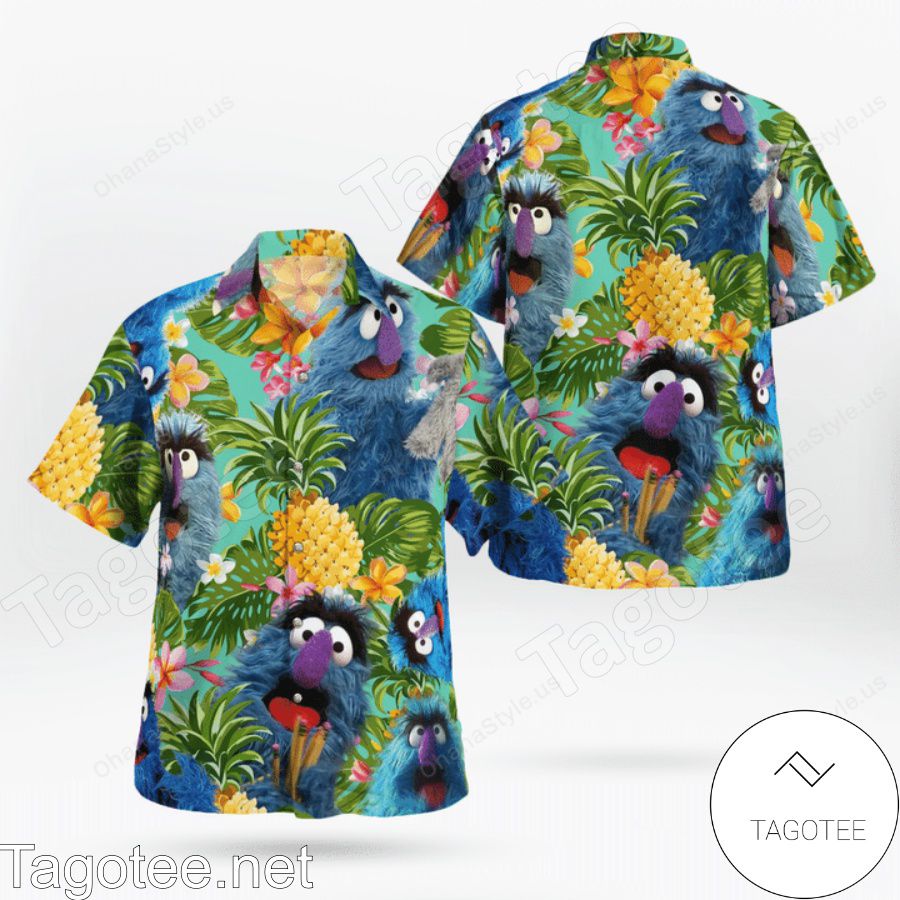 The Muppet Herry Monster Pineapple Tropical Button Hawaiian Shirt And Short