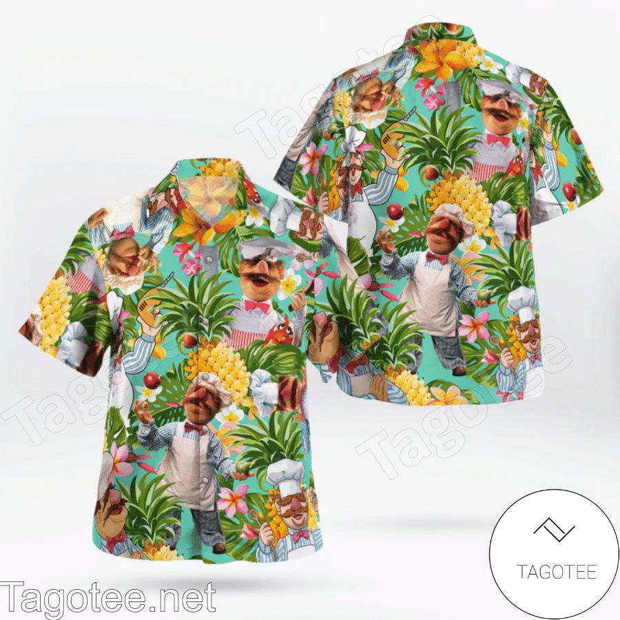 The Muppet The Swedish Chef Pineapple Tropical Button Hawaiian Shirt And Short