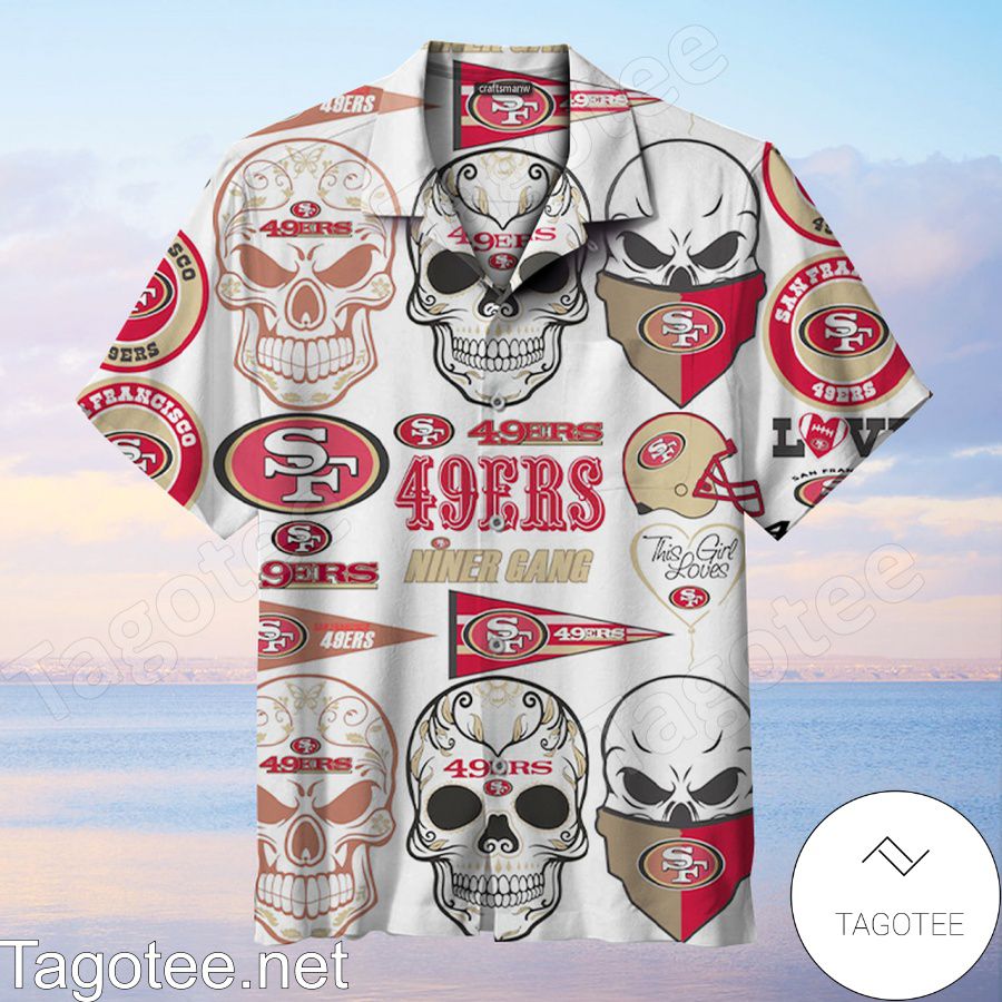 The San Francisco 49ers Niner Gang Sugar Skull Hawaiian Shirt