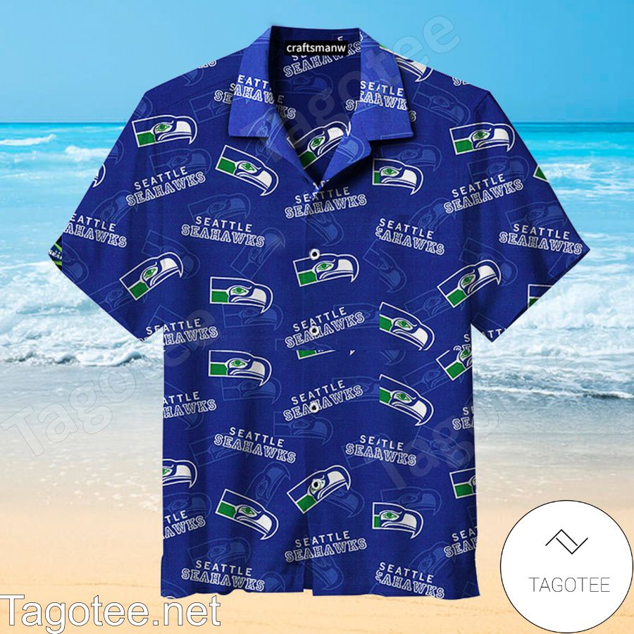 The Seattle Seahawks Logo All Over Print Blue Hawaiian Shirt