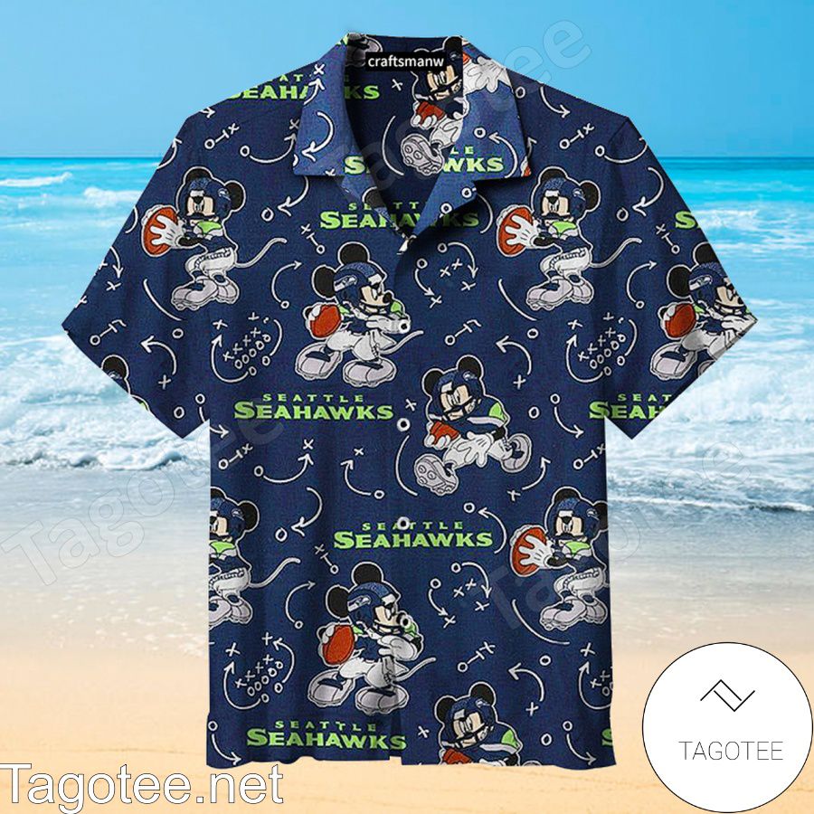 The Seattle Seahawks Mickey Player Navy Hawaiian Shirt