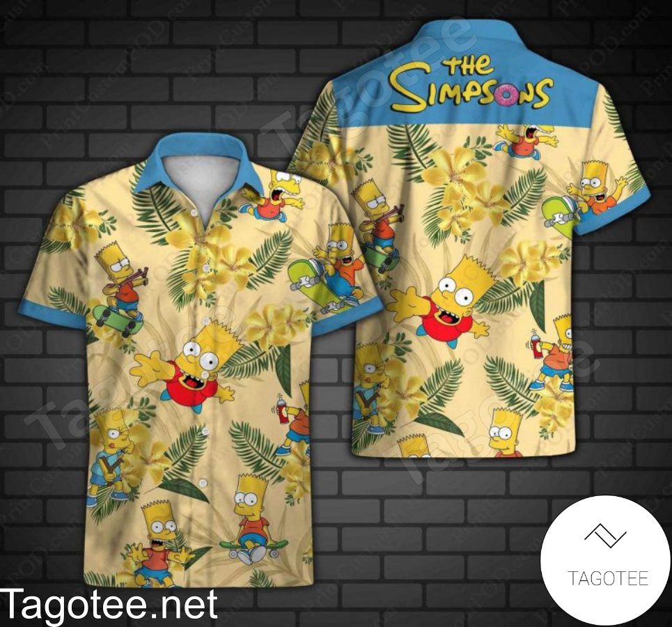 The Simpsons Tropical Forest Yellow Hawaiian Shirt And Short